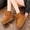 Fashion Faux Suede Platform Snow Boots Women Slip On Warm Thicken Plush Winter Boots Woman Cute Bowk Decor Non Slip Cotton Shoes Female