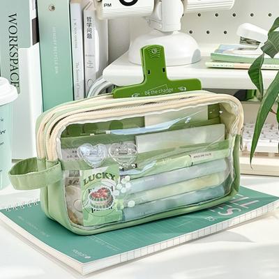 Transparent Pencil Case Handheld Stationery Bag Simple Pen Bag  Gift