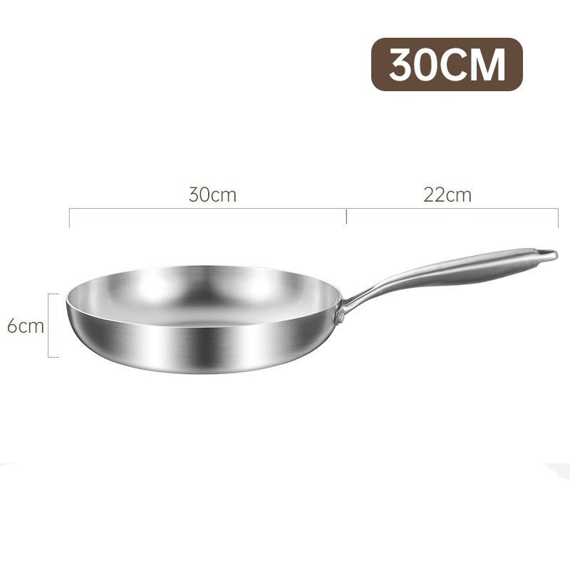 304 Stainless Steel Frying Pan Non Stick Pan Fried Steak Pot Uncoated Wok Kitchen Cookware for Gas Stove and Induction Cooker