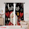 2pcs,2D plane printing Popular Curtains HO HO HO Santa Claus Durable 100% Polyester Fabric (without rod) Versatile All Use for