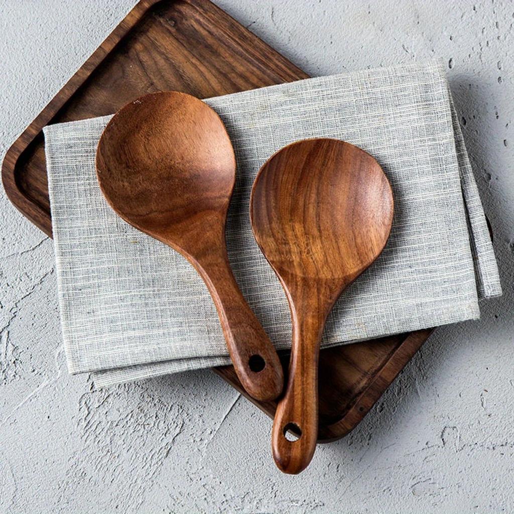Wood Rice Spoon Wooden Kitchen Spoon Rice Paddle Scoop Ladle Tablespoon Big Serving Spoon Tableware Kitchen Utensils
