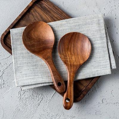 Wood Rice Spoon Wooden Kitchen Spoon Rice Paddle Scoop Ladle Tablespoon Big Serving Spoon Tableware Kitchen Utensils
