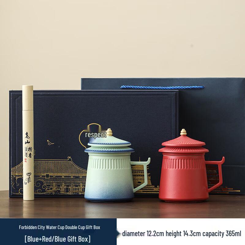 Forbidden City Double Tea Cups Gift Set Forbidden City Double Cups Blue+Red