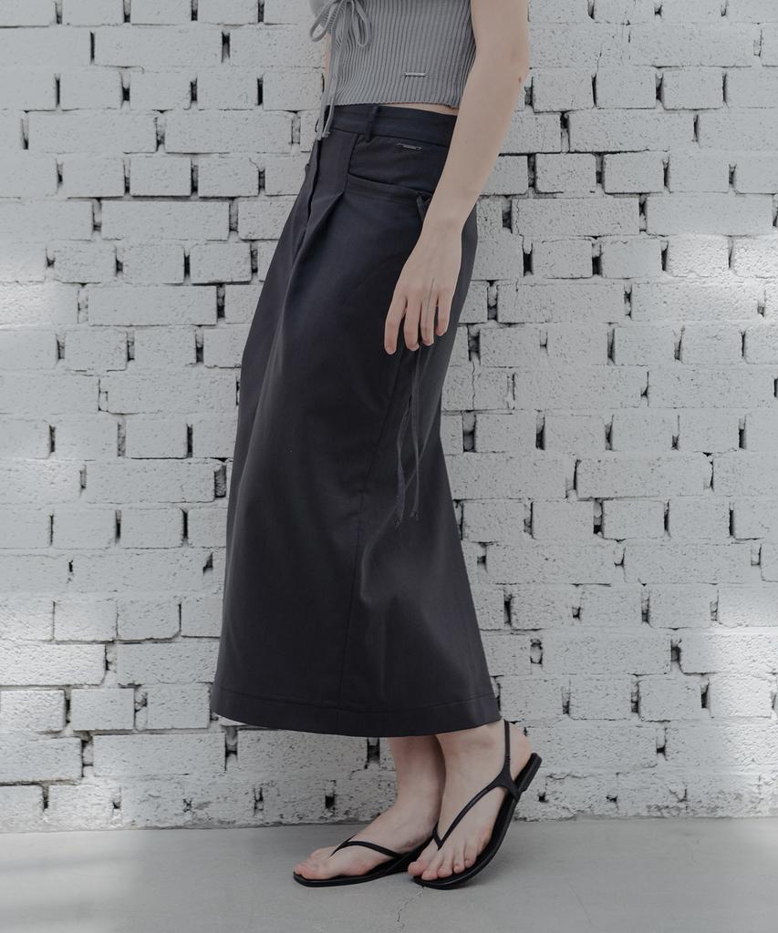 Hardcore Happiness Pocket Rope Long Skirt_Charcoal