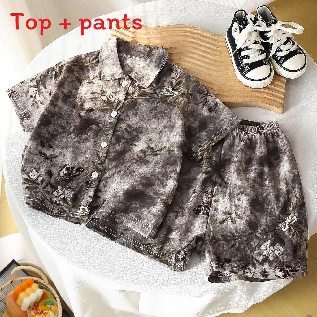 Childrens Summer Outfit Set With Cotton Blend Fabric For Boys