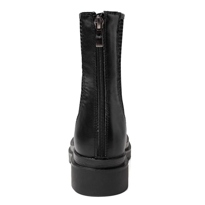 Dámská móda Krátké kozačky Jednobarevné S kulatou špičkou na tlustém podpatku Nízkobílé černé boty se síťovinou