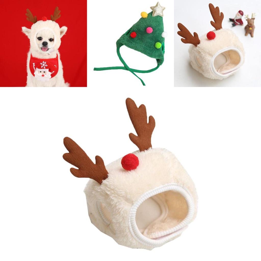 Adorável Conjunto de Chapéu de Natal e Toalha de Saliva para Cães e Gatos Para Celebrações Festivas de Animais de Estimação