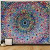 PRRPRR Blacklight Mandala Tapestry for Bedroom, UV Reactive Trippy Wall Tapestry, Bohemian Aesthetic Wall Art Decor for Adults Teens and