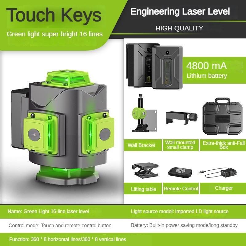 12/16 Line New Laser Level 360 ° Horizontal and Vertical Cross Green Line Projector Portable Auto Self-Leveling Measuring Tools