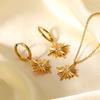 Stylish Titanium Steel Diamond Eight Point Star Necklace And Earrings Set For Women Fashion Jewelry