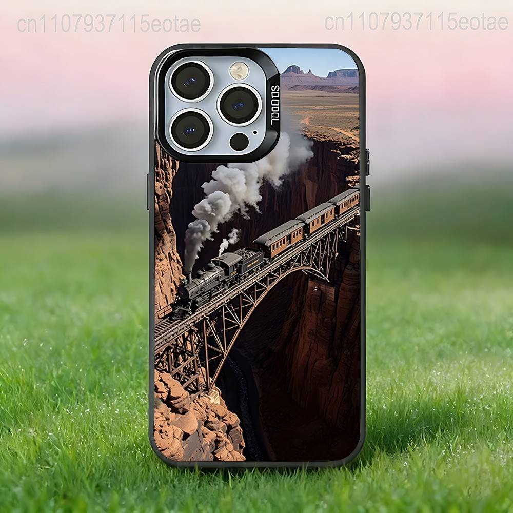Vintage Classic Steam Train Railway Phone Case For iPhone 17,16,15,14,13,12,11,Pro,Max,Plus,E,Air,Mini Anti Fall Black  Bumper