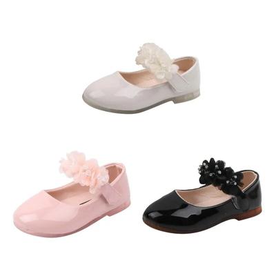 Kinder Mädchen flache Schuhe Prinzessin Blumendekoration Lederschuhe