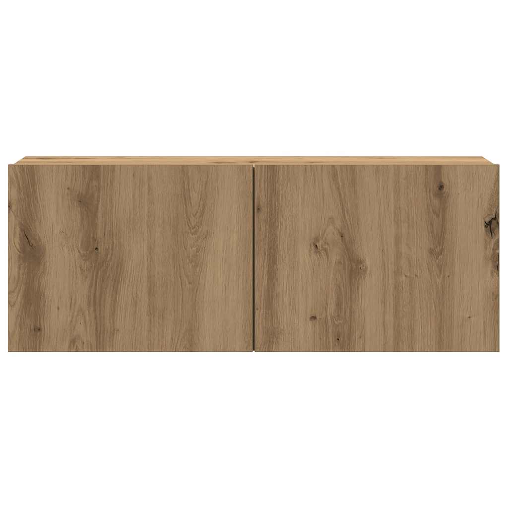 8 Piece Wall Mounted TV Cabinet Set Artisan Oak Finish Engineered Wood