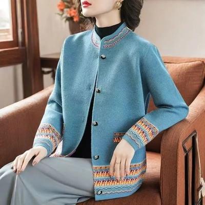 Nuevas Blusas de Moda para Mamá y Chaquetas de Punto para Personas de Mediana Edad y Mayores Otoño e Invierno