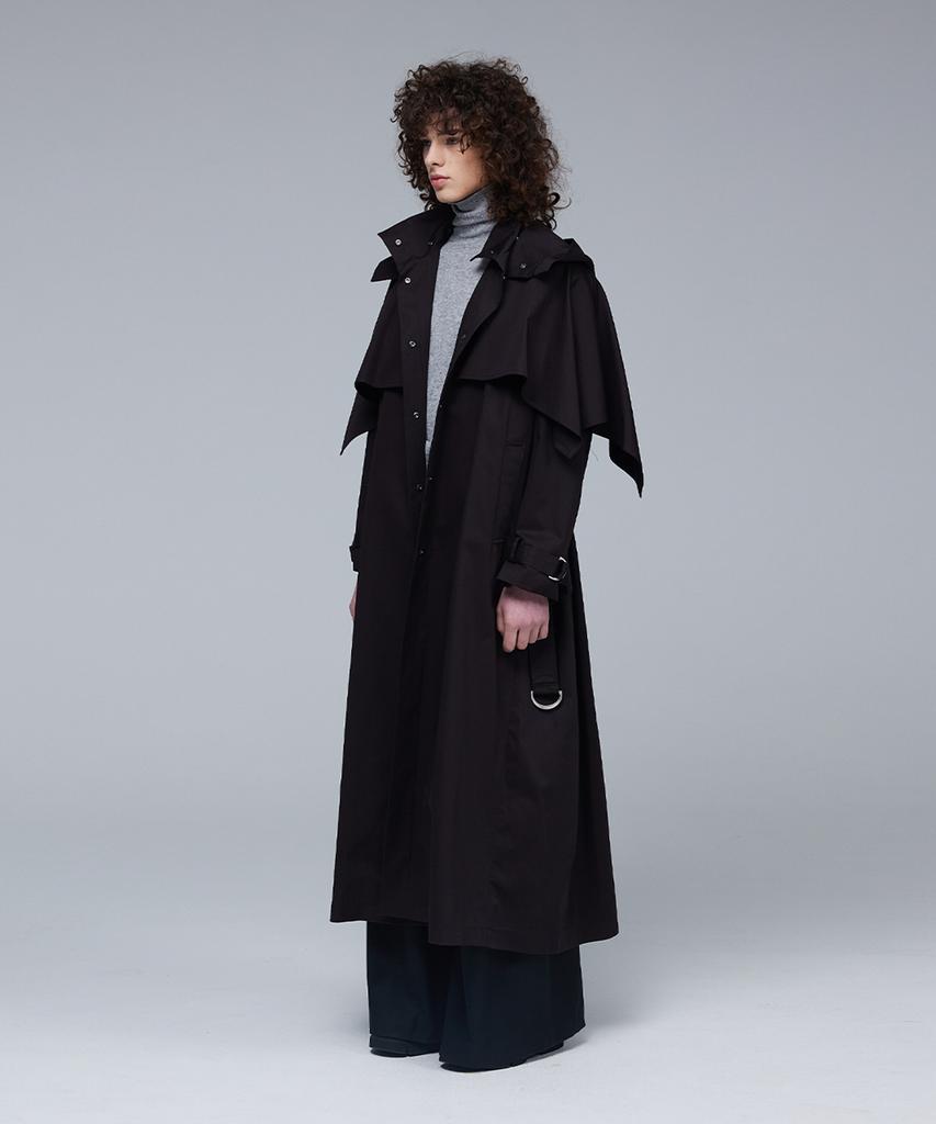 Mmam Back Pleats Long Trench Coat