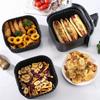 Reusable Air Fryer Silicone Liners Square Non Stick Basket Mat for 4-7QT Air Fryer Oven Microwave Baking Airfryer Accessories