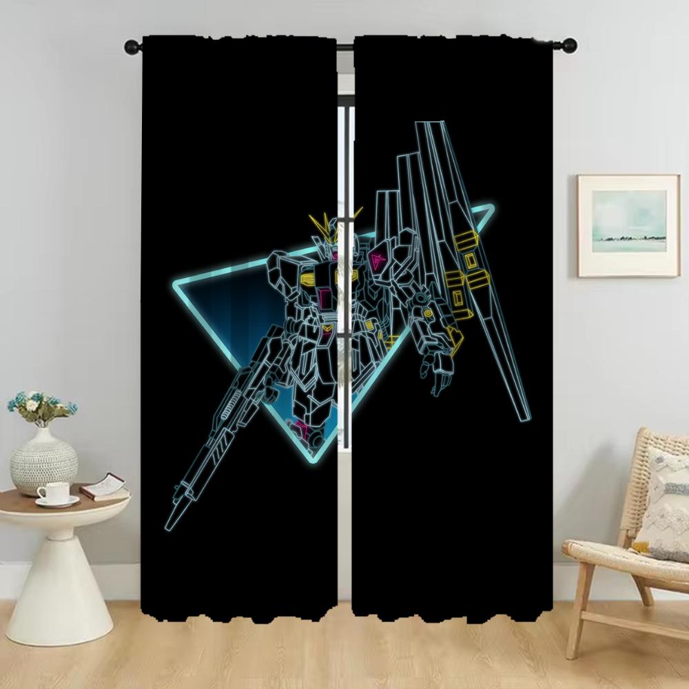 Gundams Home Interior Curtains for Living Room Window Curtain Tulle for Bedroom Shades Halloween Decoration Curtains 2 Pieces