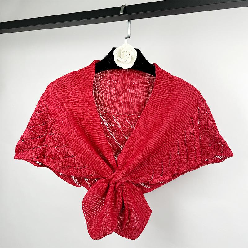 

Пустая вязаная шаль с рыбьим хвостом снаружи в стиле знаменитости, летний жилет с кондиционером, шейный отдел позвоночника, шаль с рыбьим хвостом, накладной воротник кирпич красный