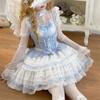 Toku and Yu Camisole Mini Gothic Lolita Ribbon Tiered Lolita Jumper Mori Sickly Perfect for Tea School and Events Skirt, Girls' Skirt, Palace-Style,