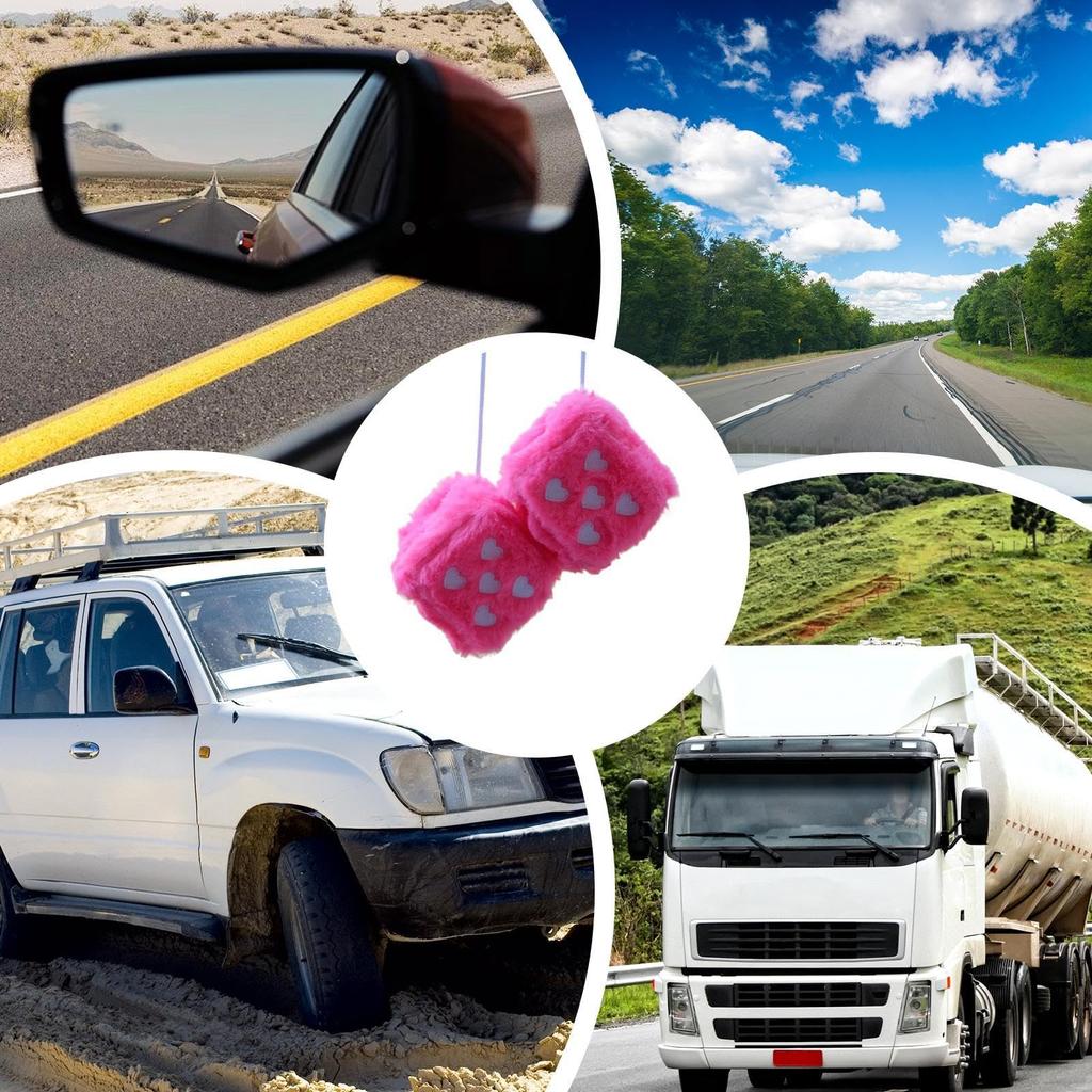 Dice Car Ornament, Autophagy Dice - 1 Pair Plush Car Interior Dice | Soft