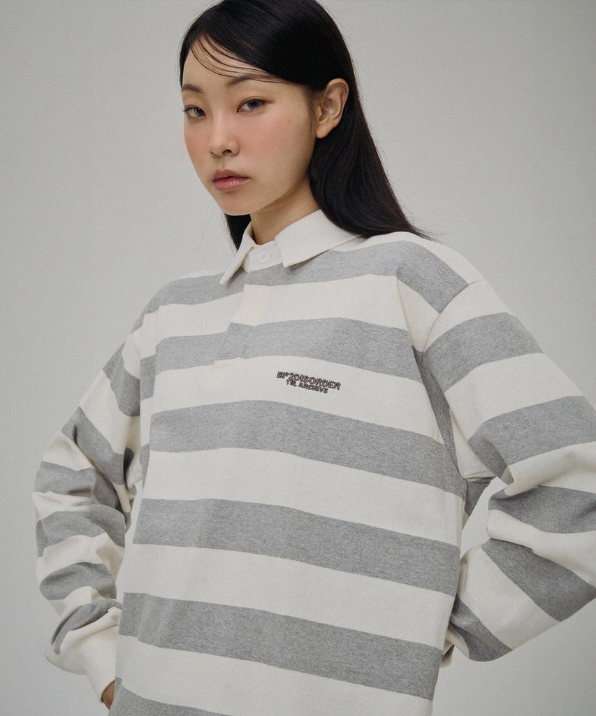 Bipitudiseuodeo 98 Striped Rugby Long Sleeve Shirt Grey