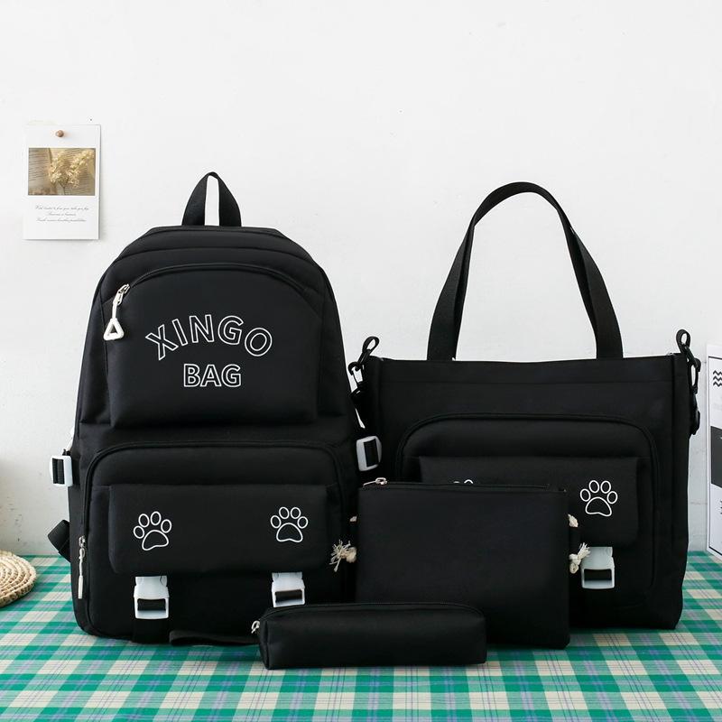 

Четырехсекционный школьный рюкзак женский однотонный с принтом студенческий рюкзак простой большой вместимости с защитой позвоночника рюкзак для средней школы чёрный