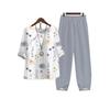2025 foreign trade cross-border new women's clothing, casual round neck five-quarter sleeve top, digital printing women's two-piece set