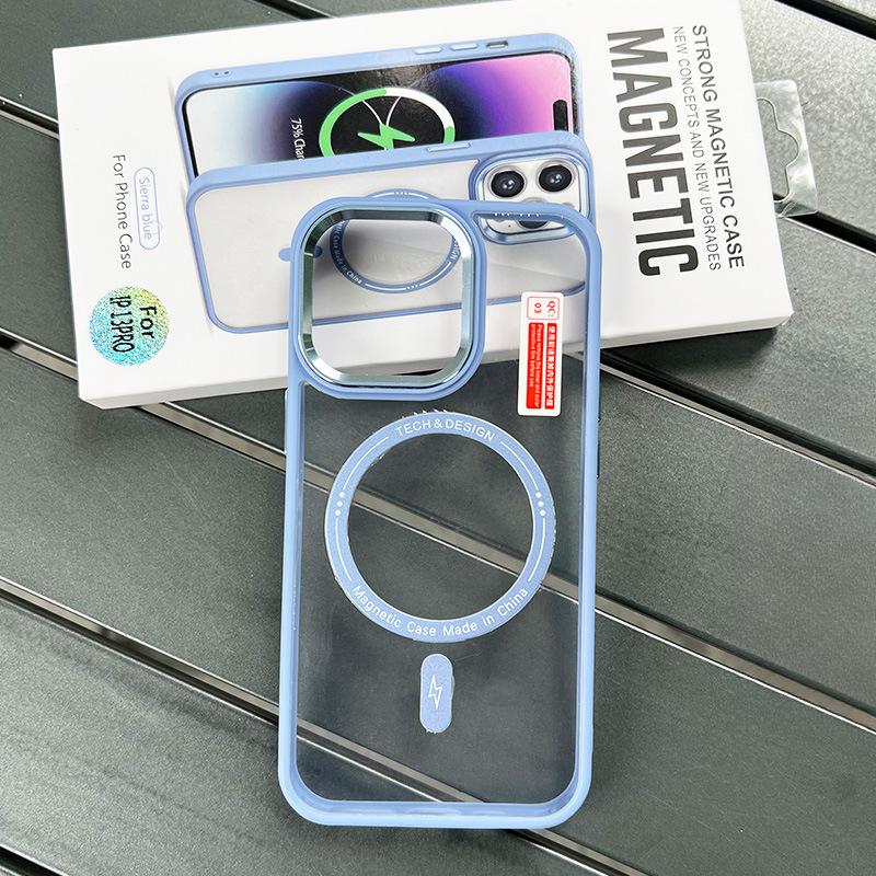 Applicable To IPhone15Pro Metal Lens Mobile Phone Case 13 Skin-friendly Magsafe Magnetic 14 Protection Case