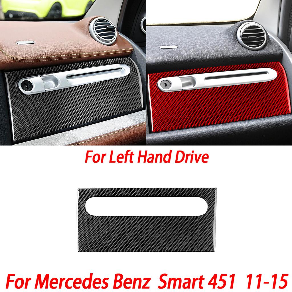 For Benz Smart W451 Fortwo 2011-2015 Carbon Fiber Copilot Storage Box Handle Center CD Gear Shift Panel Interior Trim Sticker