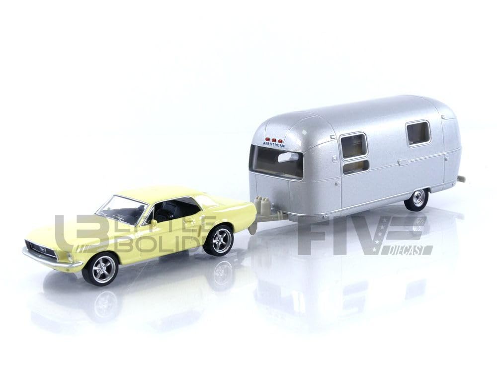 NOREV Ford Mustang 1968 Light Yellow Airstream Caravan Scale Model 270581 & 1/43