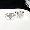 High-End Snowflake Pink Zircon Flower Four-Leaf Clover Open Ring Niche Design Temperament Light Luxury Personalized Ring