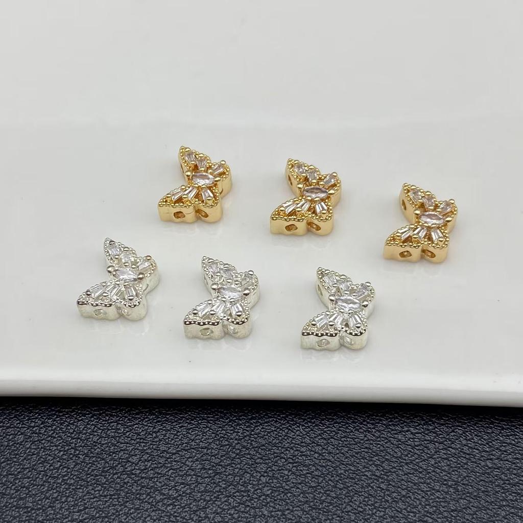 Inlaid Zircon Butterfly Spacer Beads for DIY Jewelry and Beading Accessories