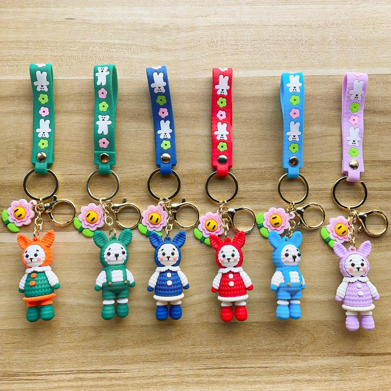 Adorable Yarn Bunny Keychain Cute Silicone Accessory Perfect For Bags And Cars
