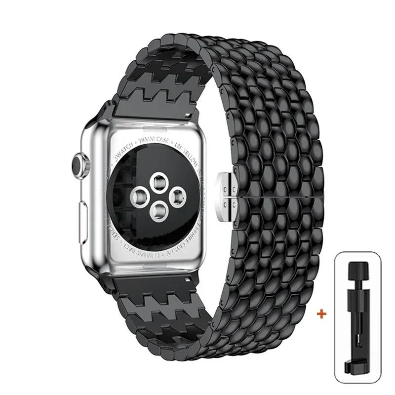 

For Apple Watch Correas Dragon Pattern Matel Straps for Apple Watch Ultra Band S11 10 9 8 7 6 5 4 3 2 SE iWatch Bracelets Correa 38 40 41mm чёрный