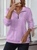 2025 Autumn/Winter Women's Casual Lapel Zipper Sweatshirt with Pockets
