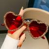 Luxury Heart Shaped Sunglasses Women Sparkling Rhinestone Glitter Sun Glasses Funny Party Eyewear Wedding Birthday Decor Shades