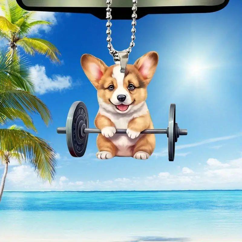 Whimsical Acrylic Cartoon Dog Car Decor Cute Hanging Accessory For Vehicles