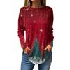 Dame Løs Rund Hals Juleprint Langermet T-skjorte Topp Genser