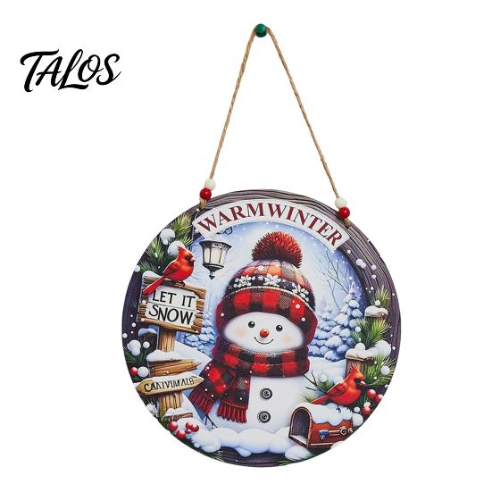 Wood Seasonal Ornaments Wooden Christmas Hanging Decoration, Rustic Santa Claus Snowman Gnome Red Truck Decorations Ornament, Window Wall Decor