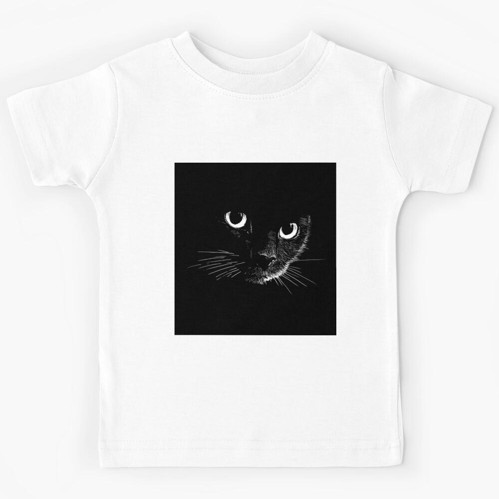 Black Cat Can See You White Silhouette Kids T-Shirt 110