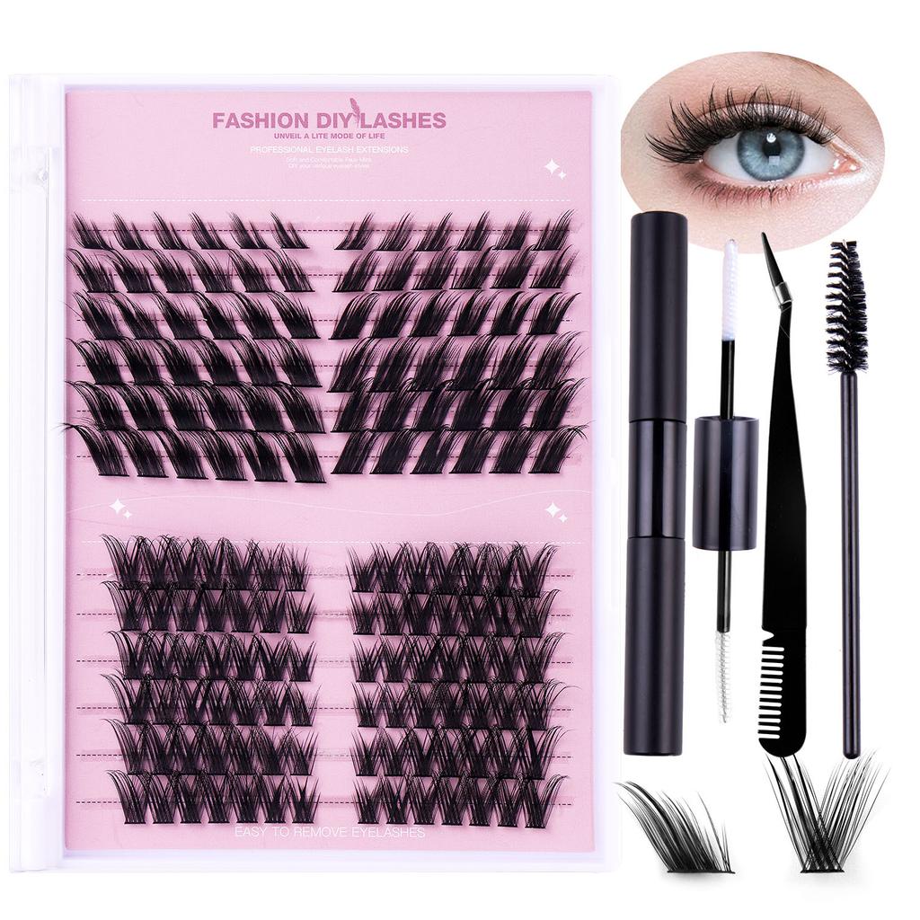 Naturalny, gruby, segmentowany zestaw sztucznych rzęs o dużej pojemności, podkręcony, skośny, latający, pojedynczy kępka rzęs