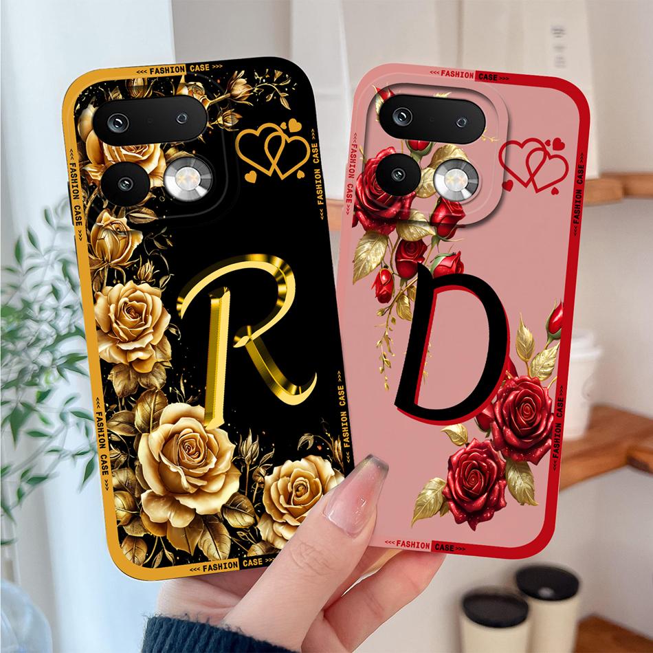Phone Case For Realme 16 Pro Plus 5G Pretty Rose Letter Lightweight Funda For Realme 16Pro+ Anti Drop Soft Liquid Silicone Shell