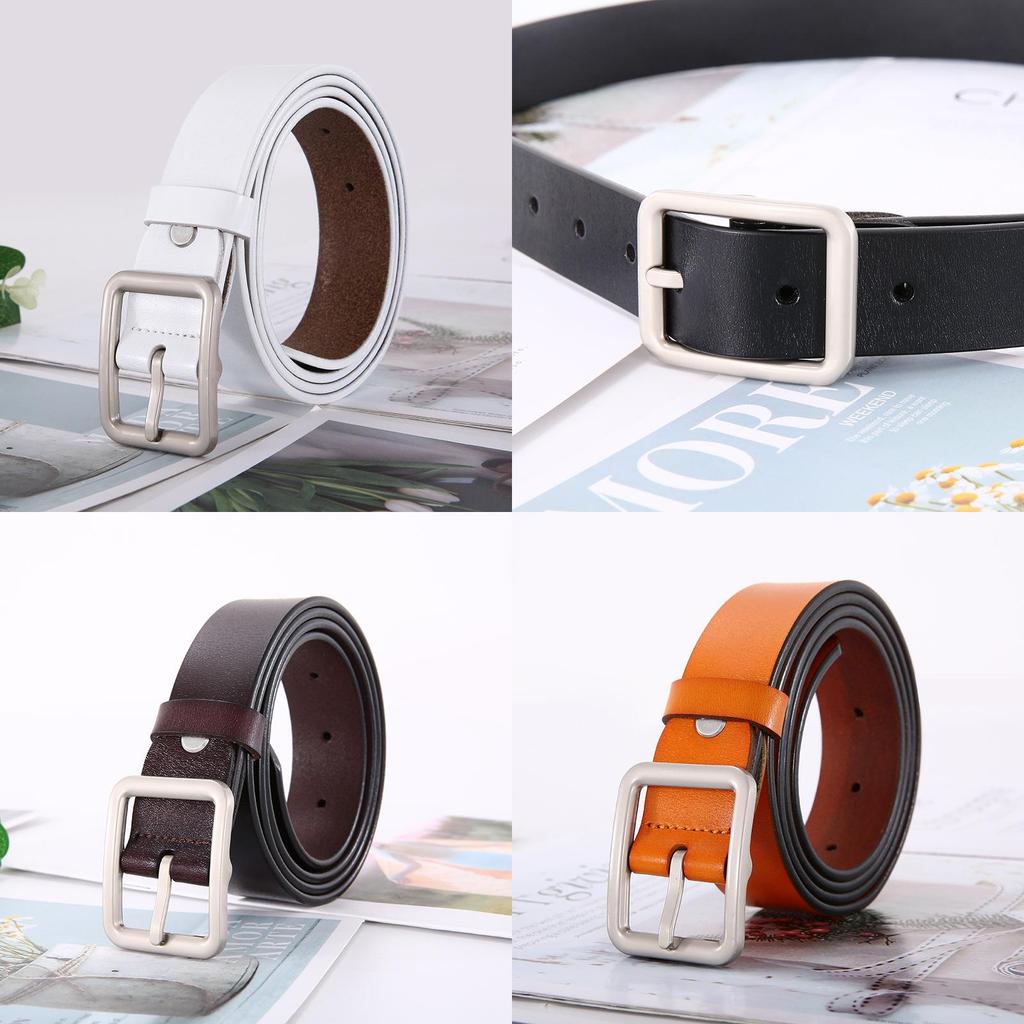 Genuine Leather Belt For Women Men Casual Fashion With Square Alloy Buckle For Outdoor Wear