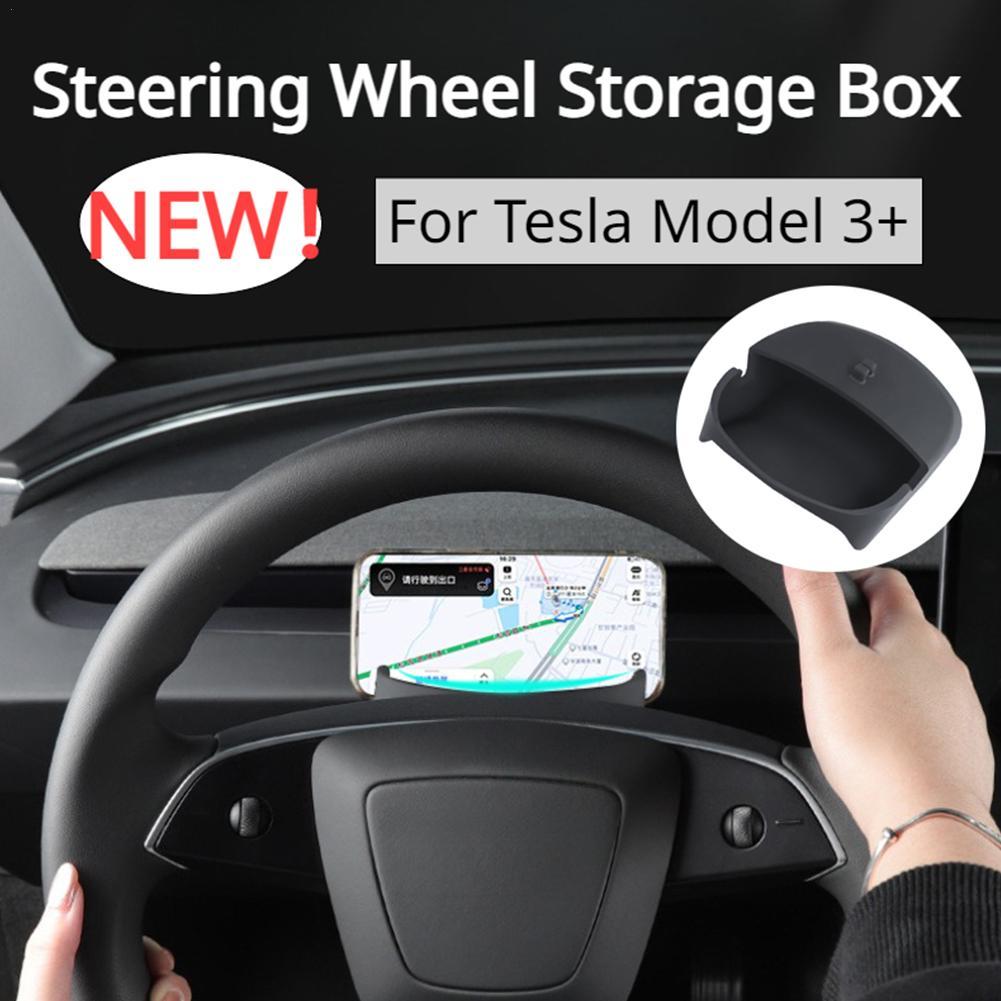 

Steering Wheel Storage Box For Tesla Mobile Phone Holder Glasses Storage New Model3 Highland 2024 Accessories чёрный