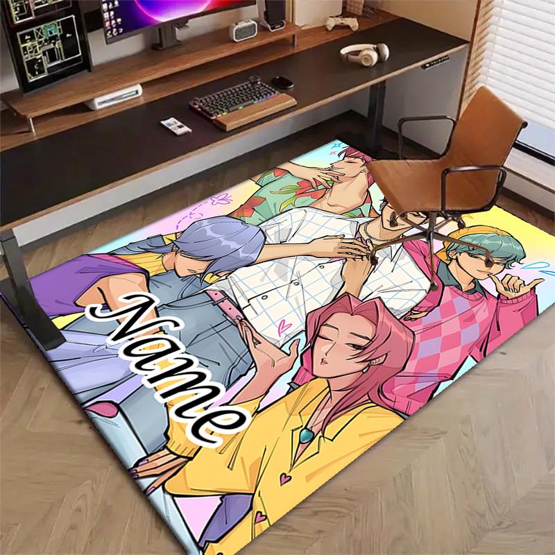 Custom KPop Demon Hunters Mat Personalized Name, Polyester Washable Indoor Entryway Rug, Gift for Christmas, Easter, Thanksgiving Day