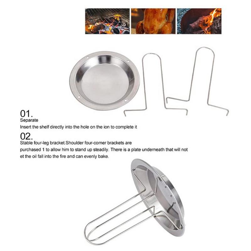 Non-stick Stainless Steel Chicken Grill Stand Food-Grade Roaster Stand With Drip Pan For Chicken Chicken Holder For Oven New