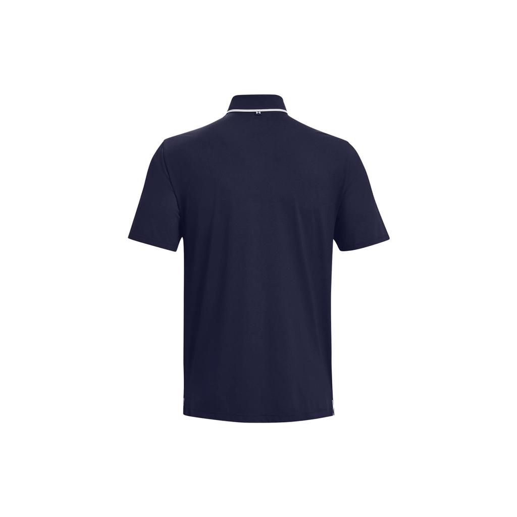 Under Armour Solid Color Logo Crew Neck Straight Fit Polo Shirt Men Polo Shirts Navy-Blue 1377364-410