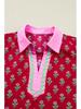 2026 Floral Print Lapel Pullover & Short Skirt - Women's Sweet European American Style, High Waist Summer Dress