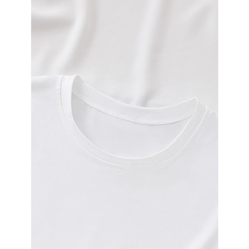 European Size Women's Casual y Short-Sleeve T-Shirt - Breathable Comfort Fit with Heart Floral Print, Round Neck, Machine Washablentialr Top