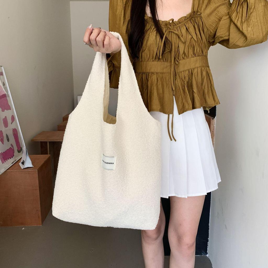 Women's Harajuku Versatile Large Capacity Vintage Vest Shoulder Woolen Bag